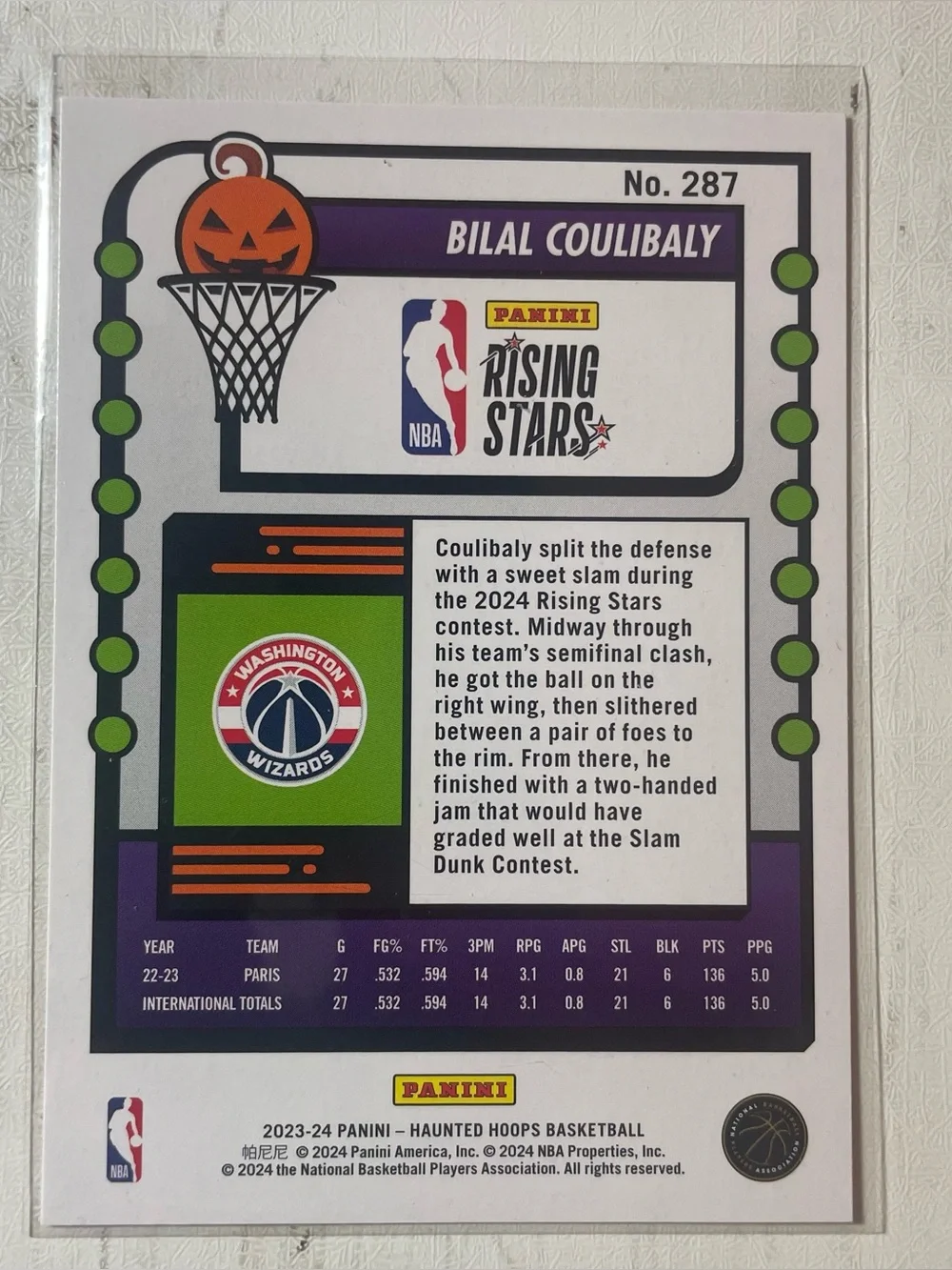 23-24 Haunted NBA Hoops #287 Rising Stars Bilal Coulibaly Wizards